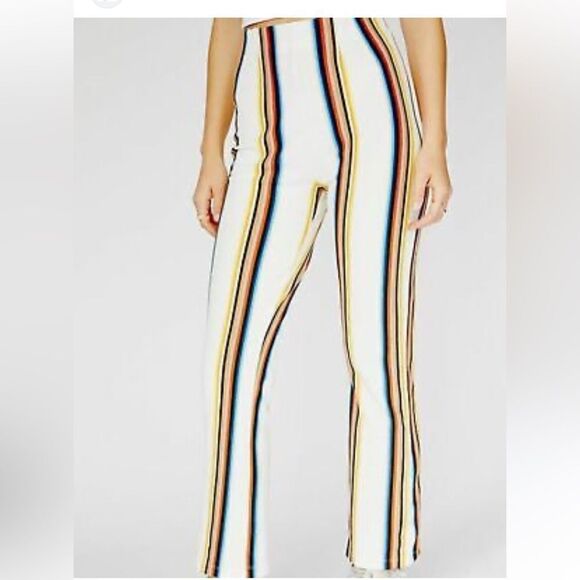 Free People Striped Crop Flare Pants - Picture 2 of 5